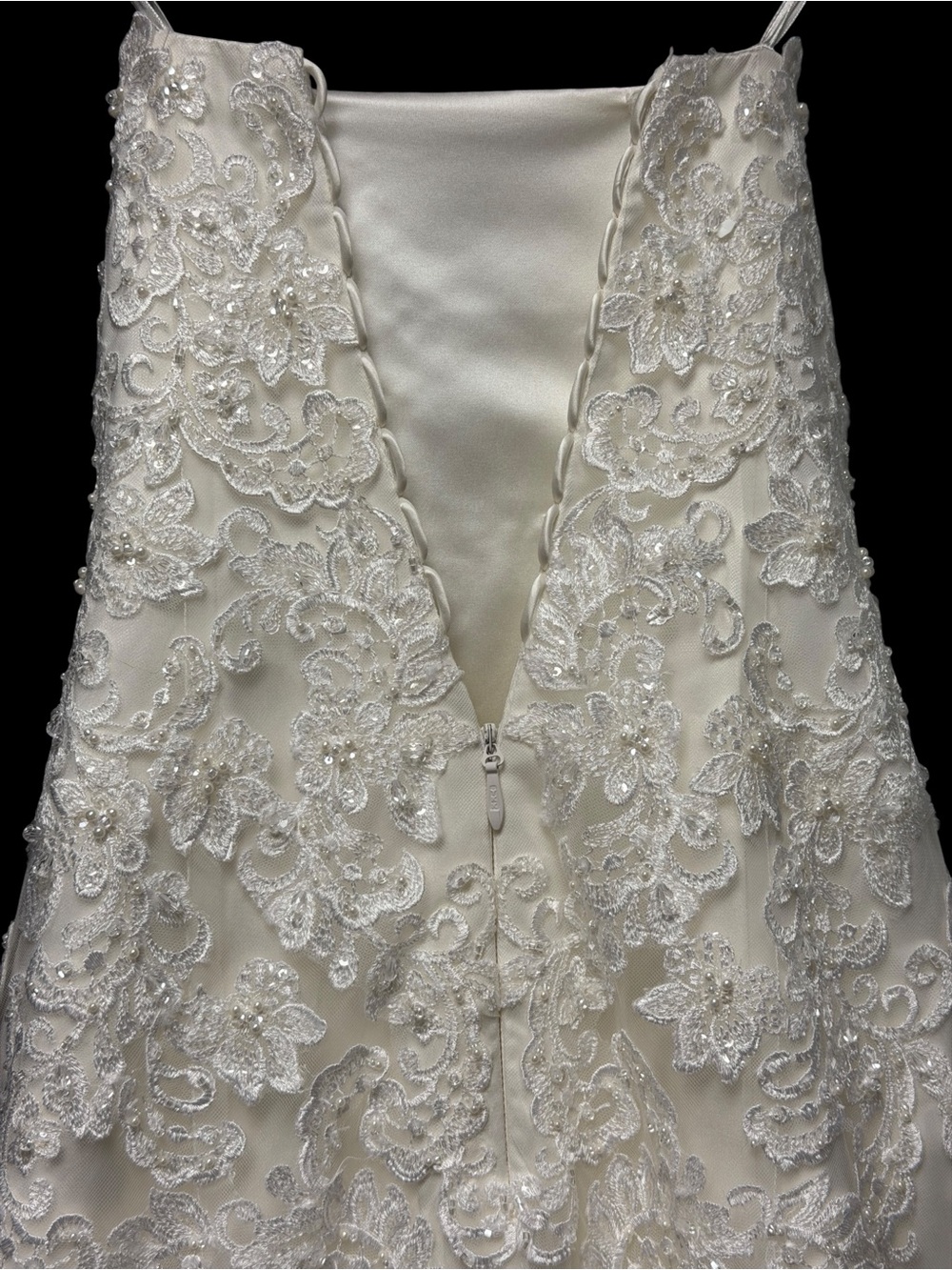 Camille La Vie Ivory Strapless Mermaid Lace Beaded Wedding Dress Gown Size 10 - Picture 6 of 13